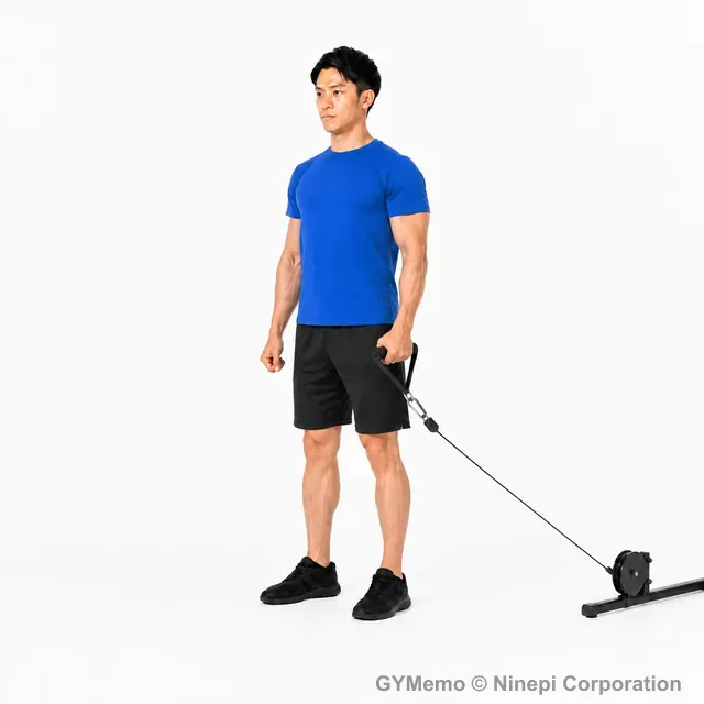 ケーブルラテラルレイズの開始姿勢