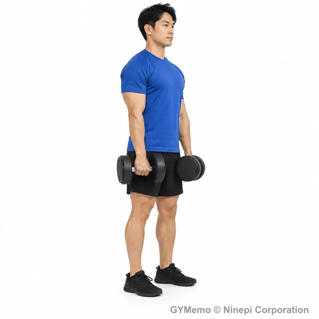 ダンベル・ルーマニアンデッドリフトの開始姿勢