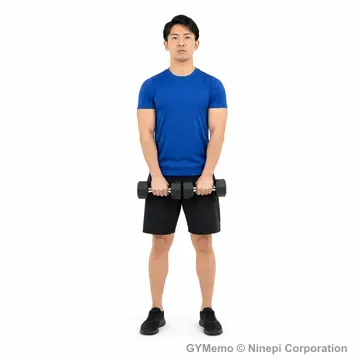 フロントレイズの開始姿勢